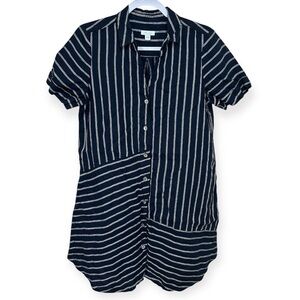 J. Jill Women's Navy Striped Button Down Shirt